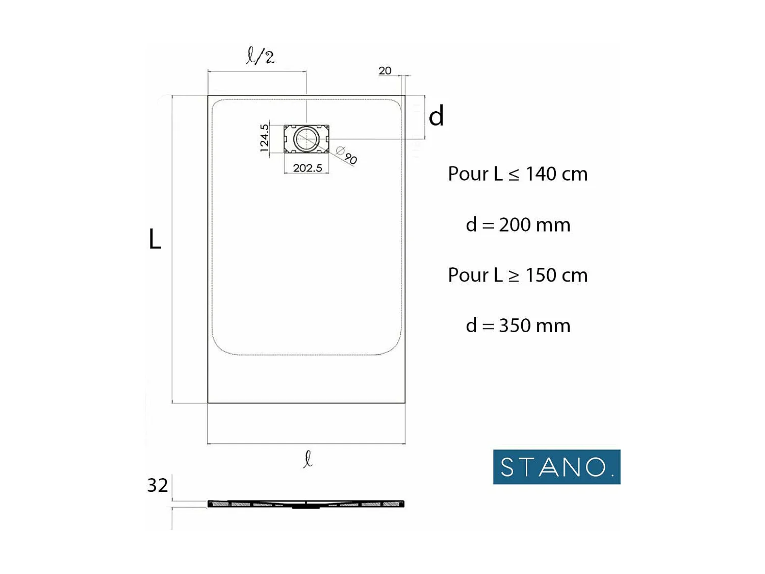 Kit Piatto doccia ultrasottile 90 x 90 cm PIATTO Grigio + Colonna doccia termostatica Finitura cromata