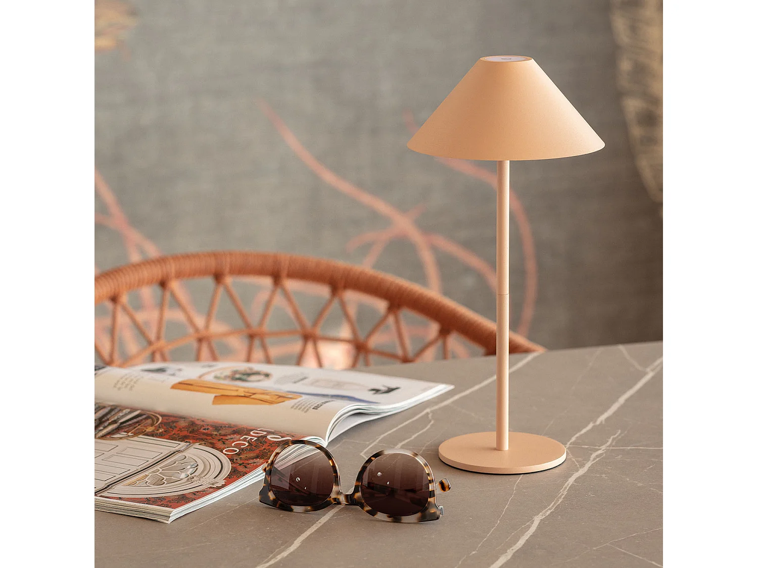 Lampada da Tavolo LED 3W Portatile Kivuli per Esterni con Batteria USB Ricaricabile Beige