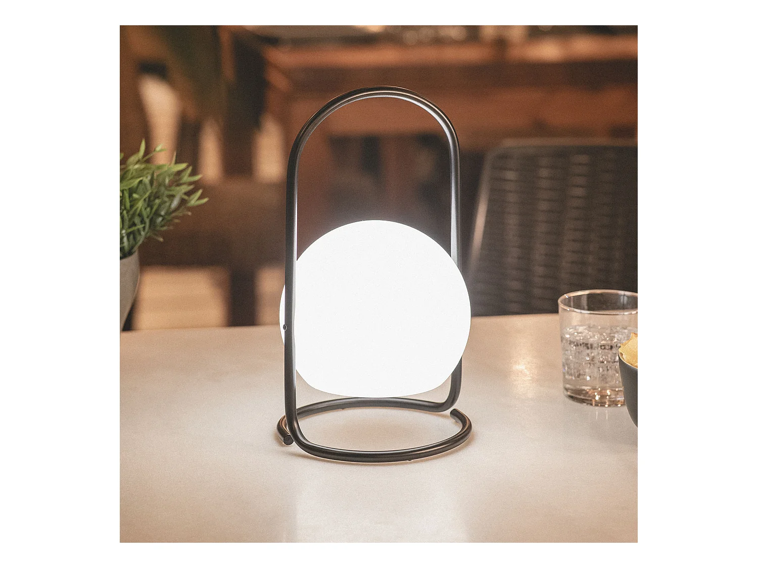 Lampe à Poser LED Portative Extérieure Métal 2.5W Mkono avec Batterie Rechargeable USB Noir