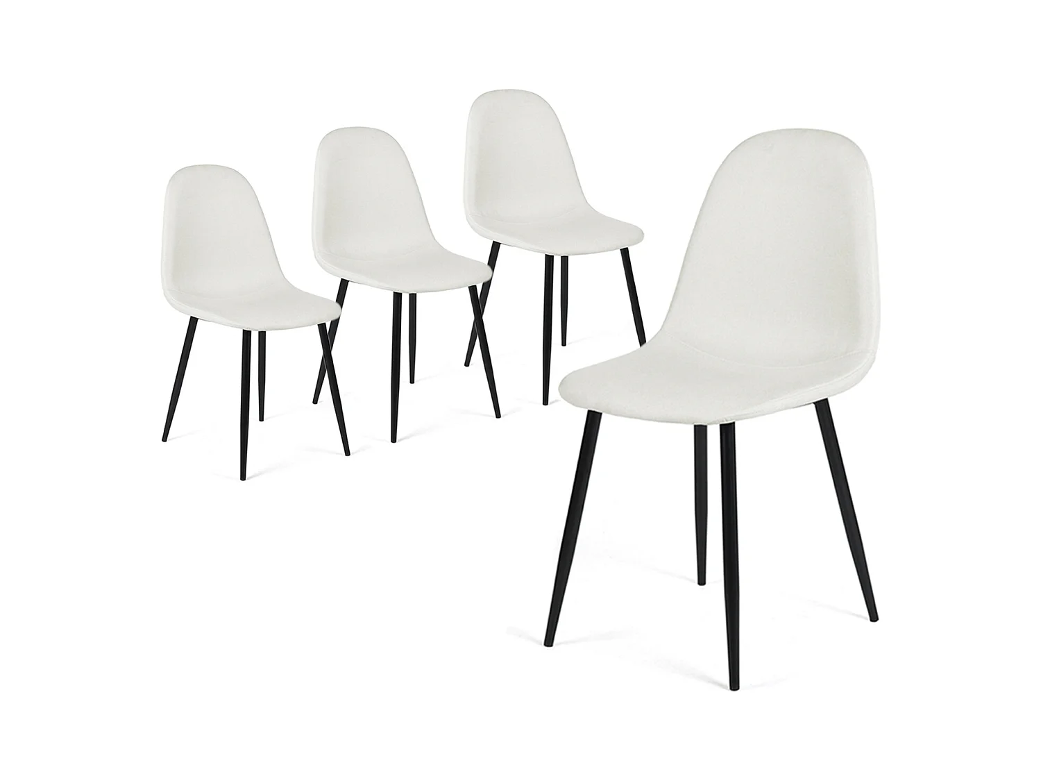Silla de tela con patas negras, Sillas de cocina, beige, lote de 4