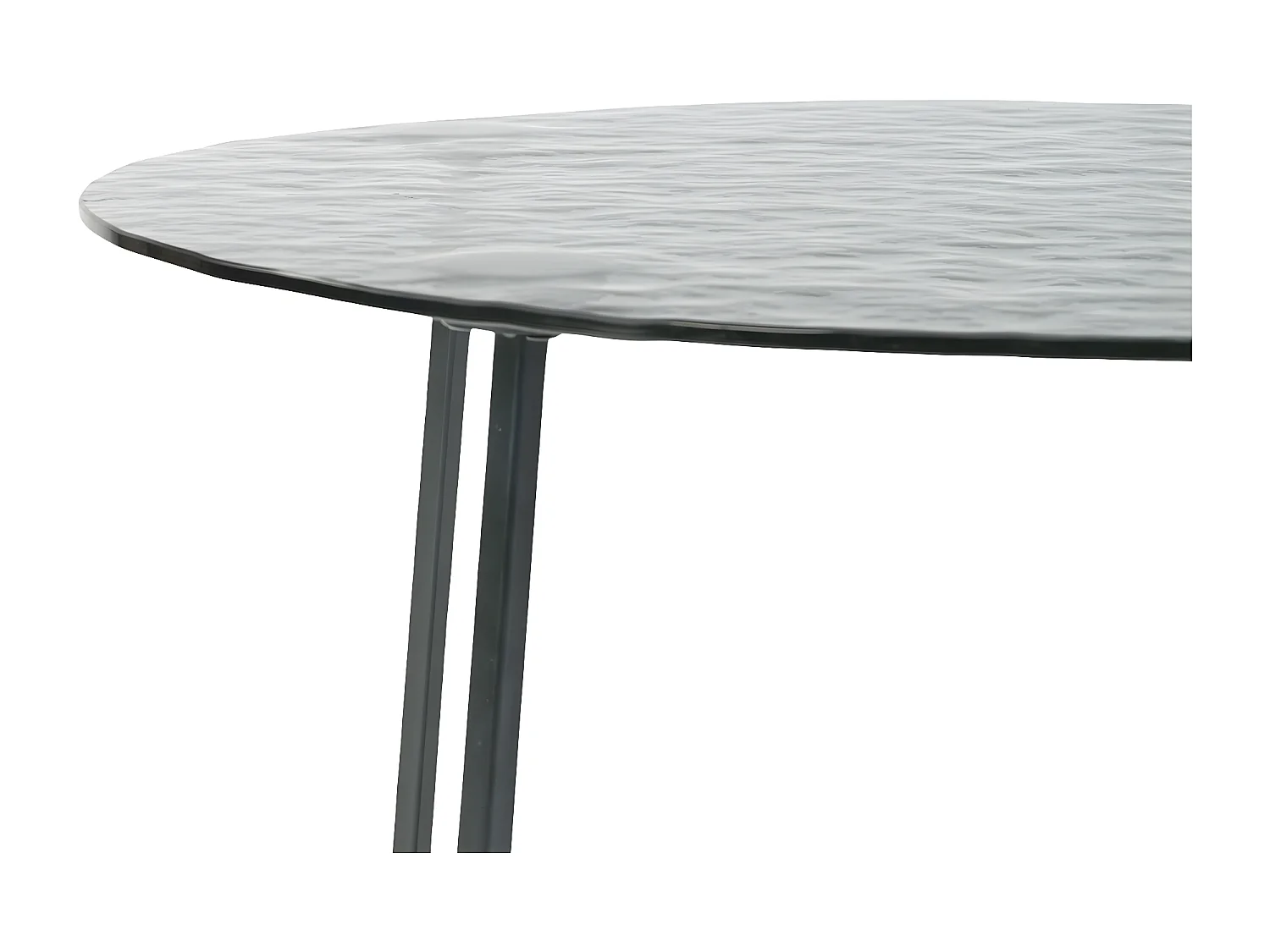 Table basse ronde en verre artisanal thermofusible noir et métal noir 80*80*45cm