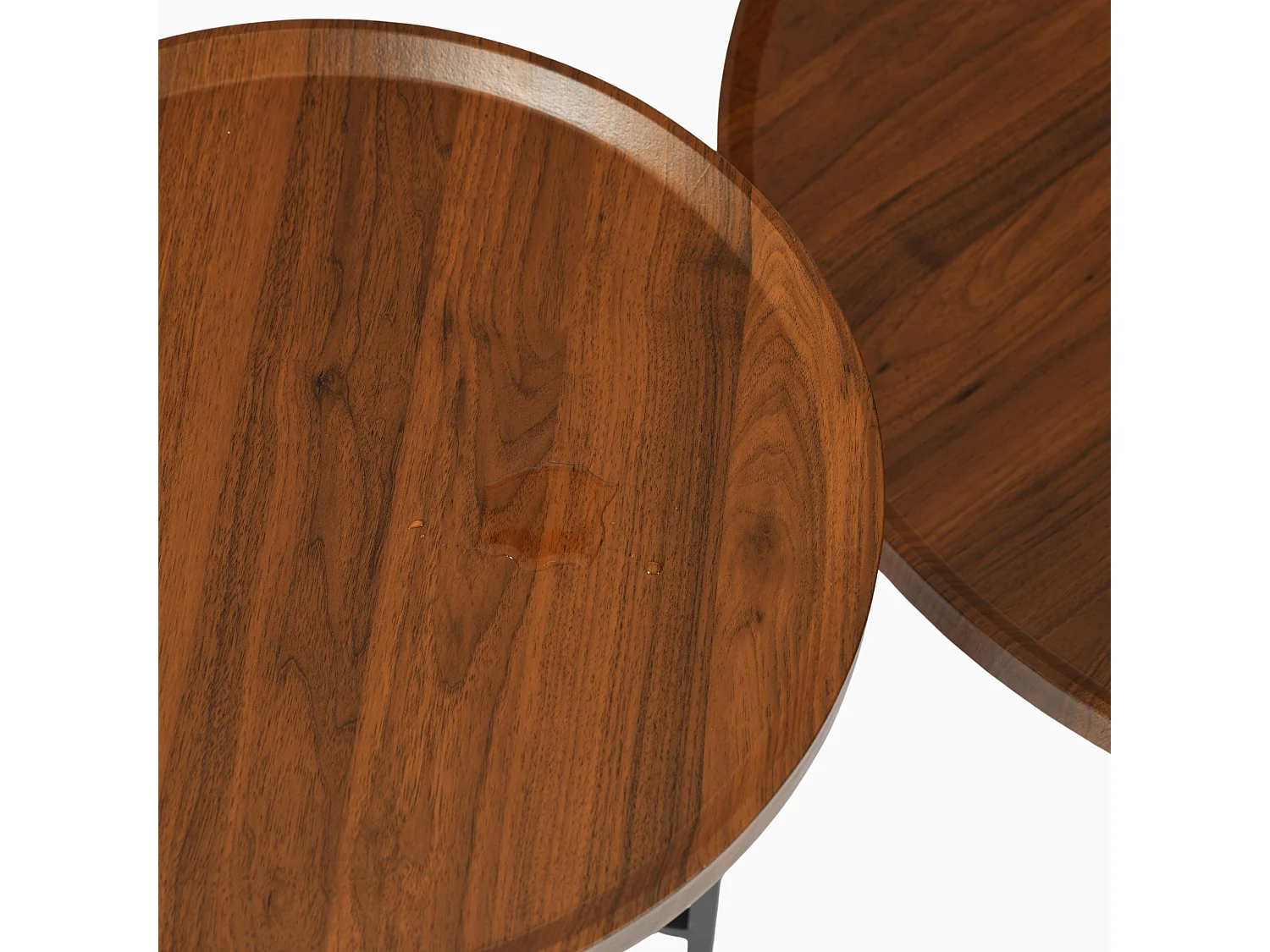 Ensemble table basse ronde plateau en bois pieds en métal HEAL A