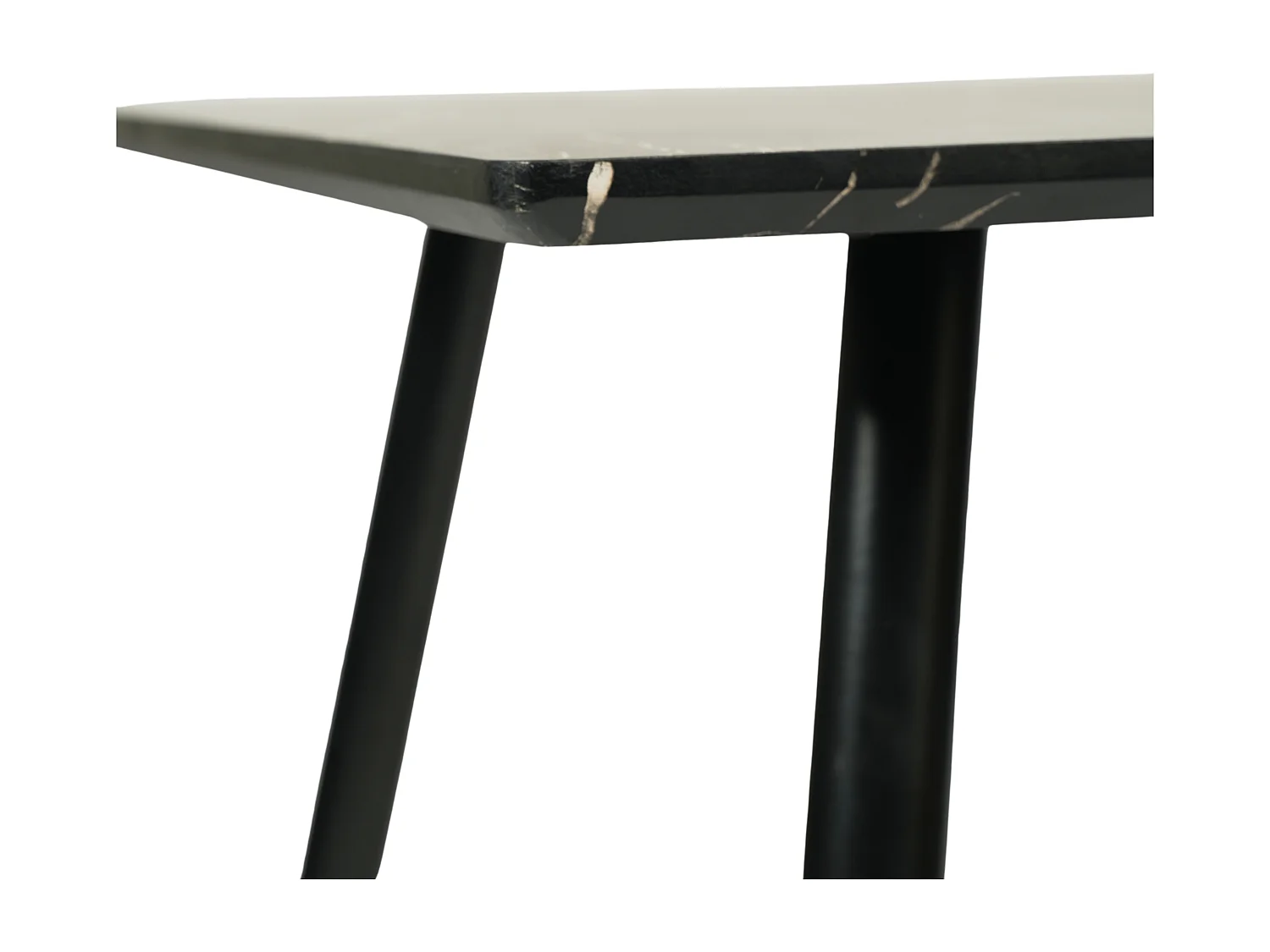 Table à manger rectangulaire imitation marbre noir et pieds noir doré 110*70CM