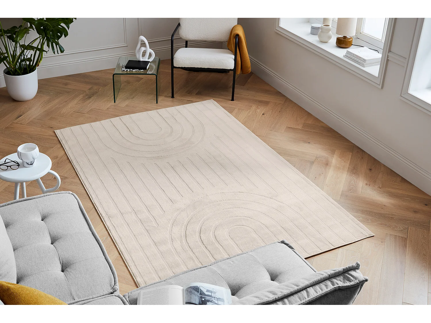 Tapis de salon - arc de cercle - crème - Bloom - 200x280