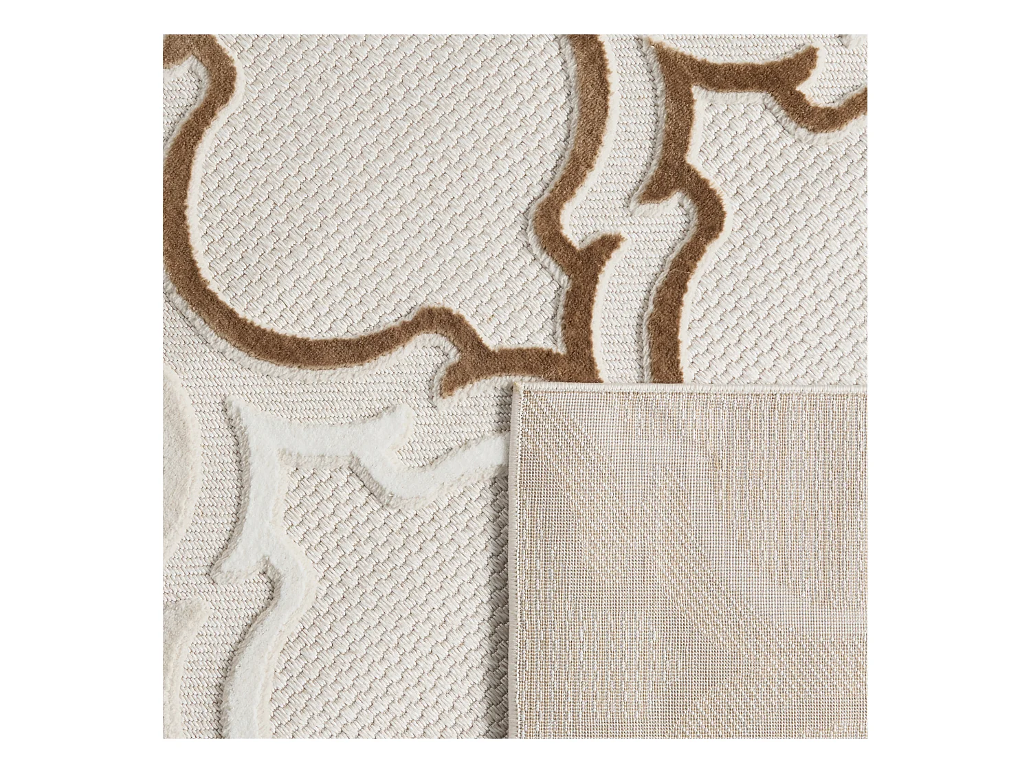 Tapis intérieur extérieur - motif pique - beige - Loopin - 200x280