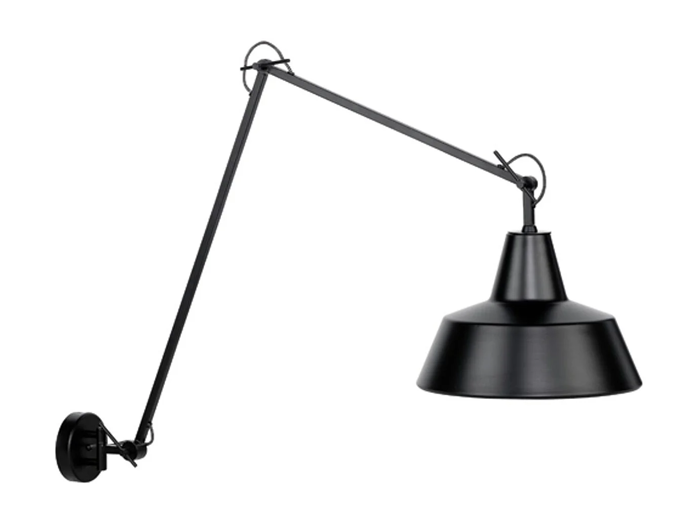 Zwart metalen wandlamp met scharnierende arm