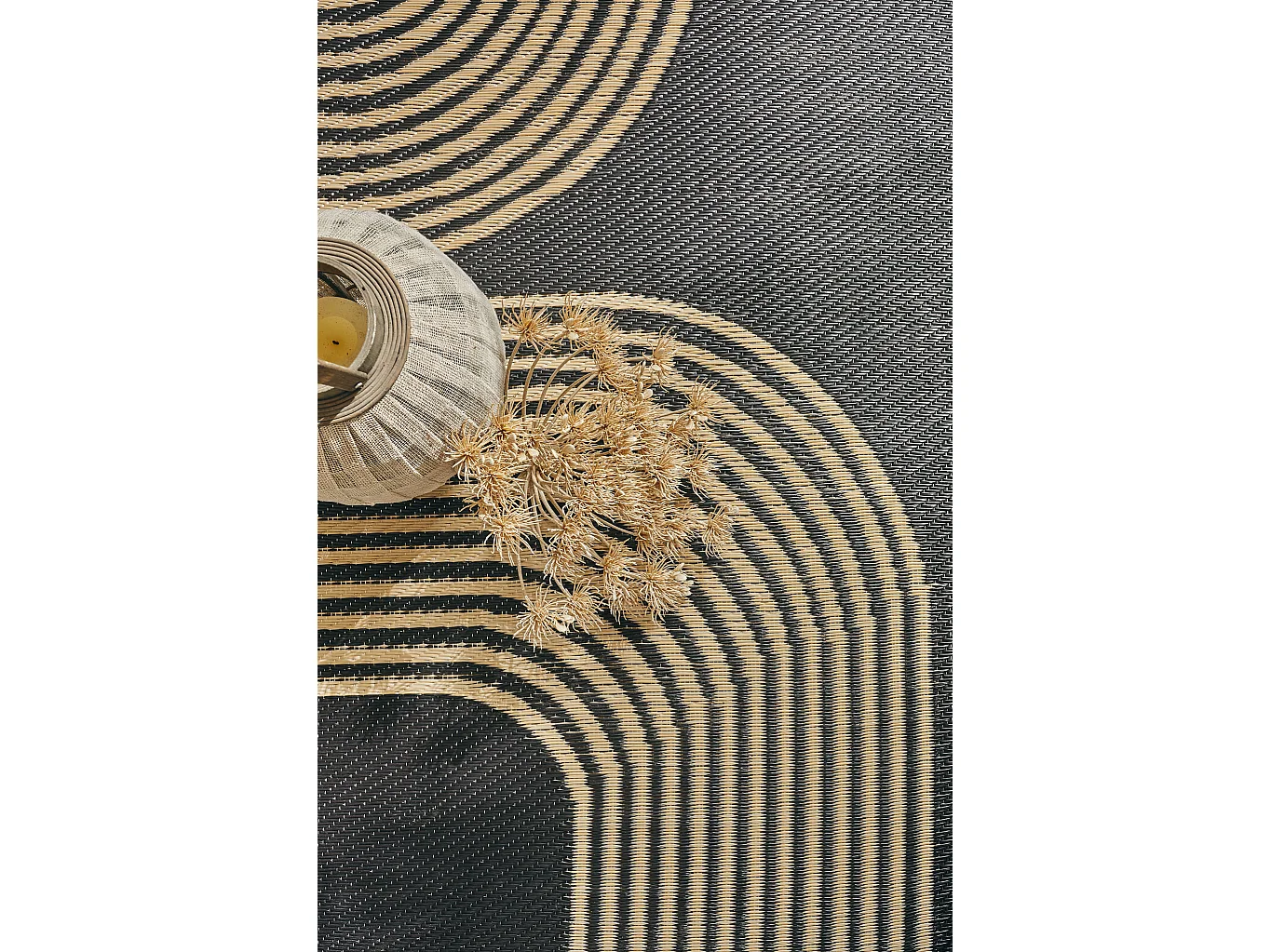 Tapis vague - noir - extérieur - Capri - 180x280