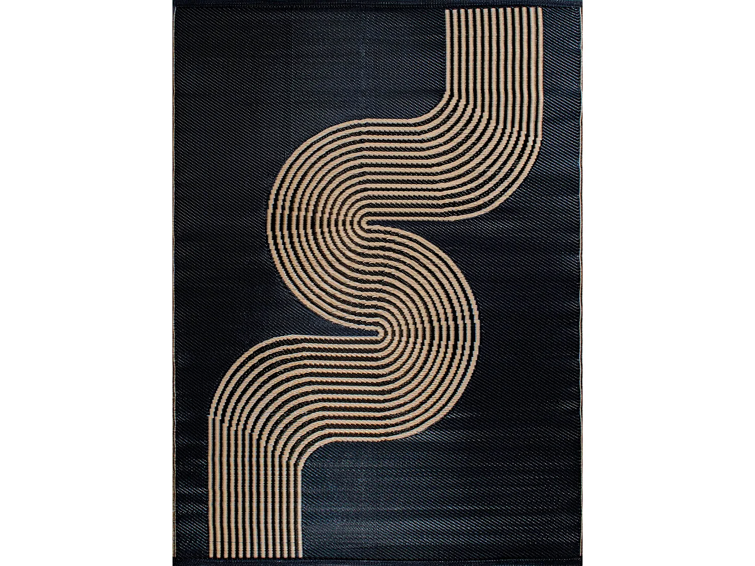 Tapis vague - noir - extérieur - Capri - 180x280
