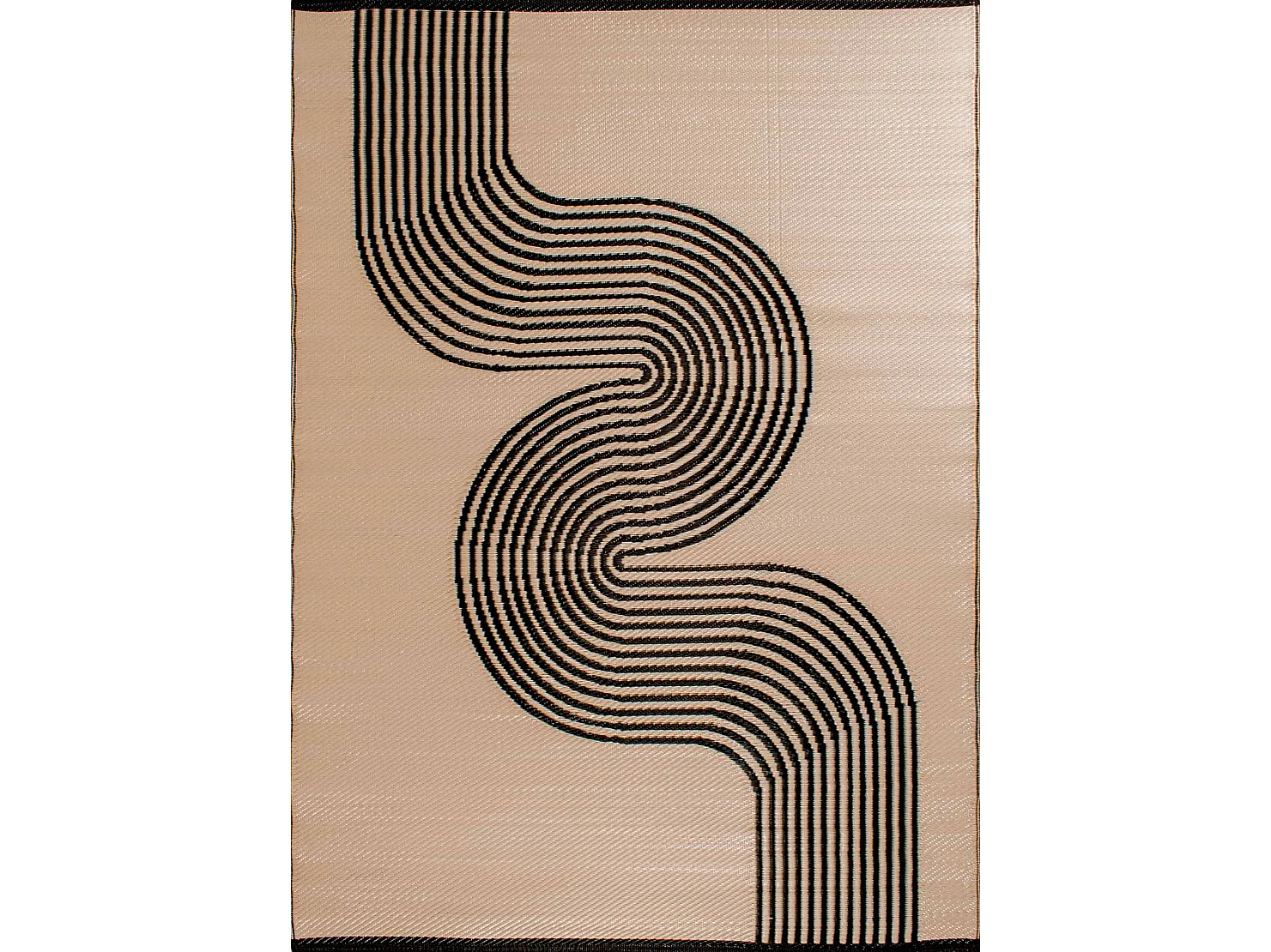 Tapis vague - noir - extérieur - Capri - 180x280