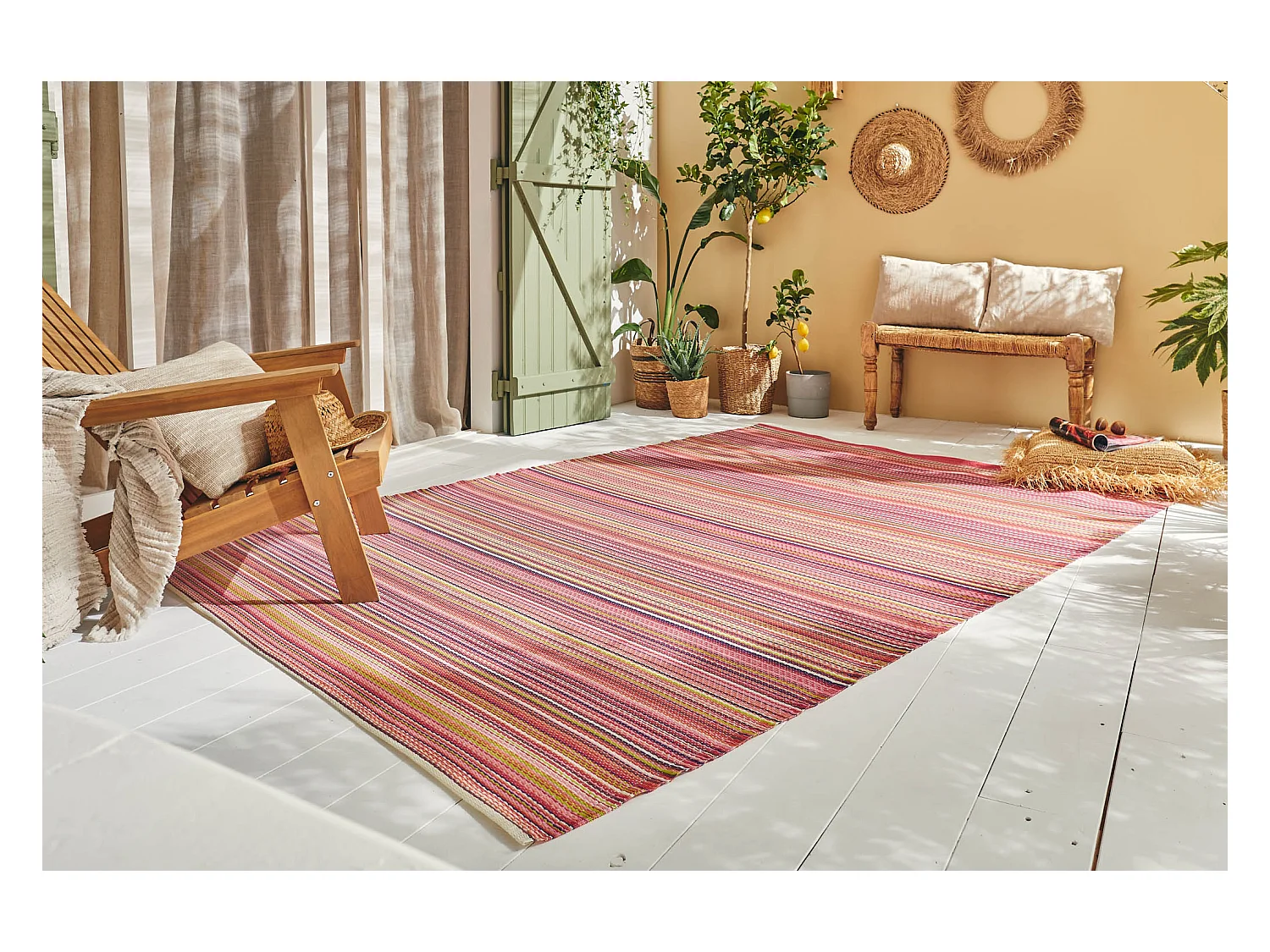 Tapis multocolore - rose - extérieur - Capri - 150x220