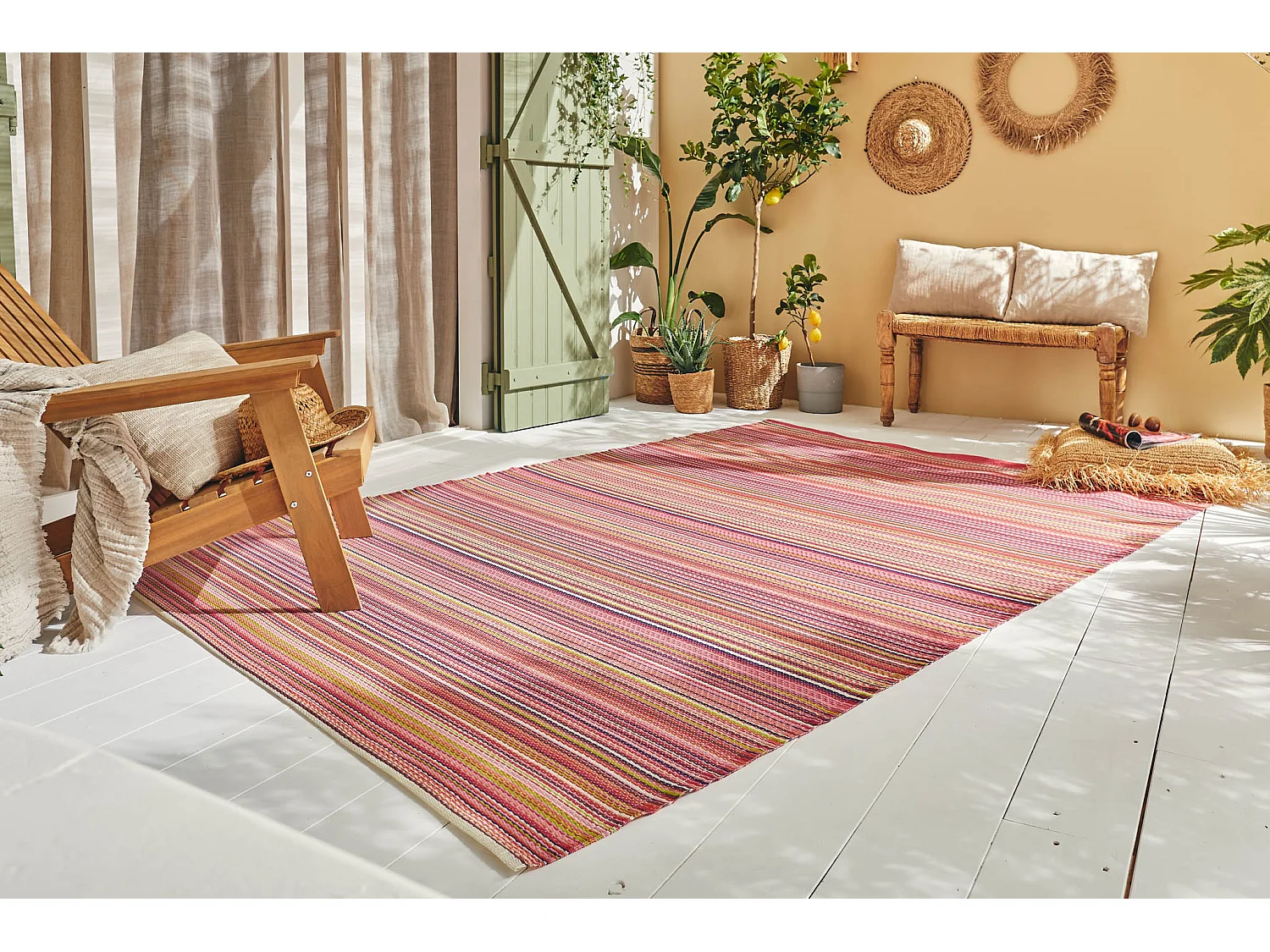 Tapis multocolore - rose - extérieur - Capri - 150x220