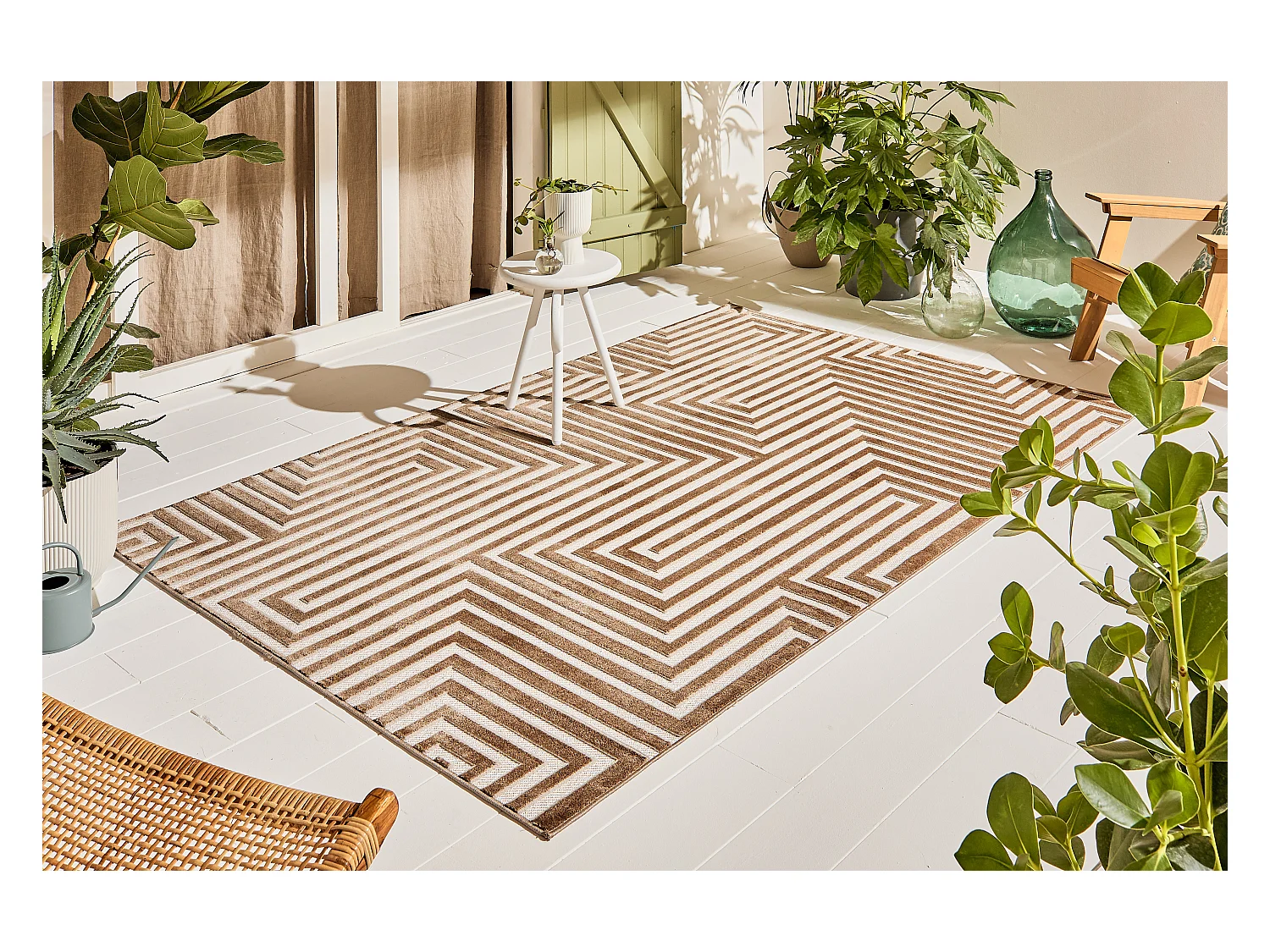 Tapis intérieur extérieur - abstrait - beige - Loopin - 200x280