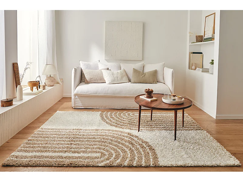 Tapis de salon - motif demi arc - beige - Olympe - 200x280