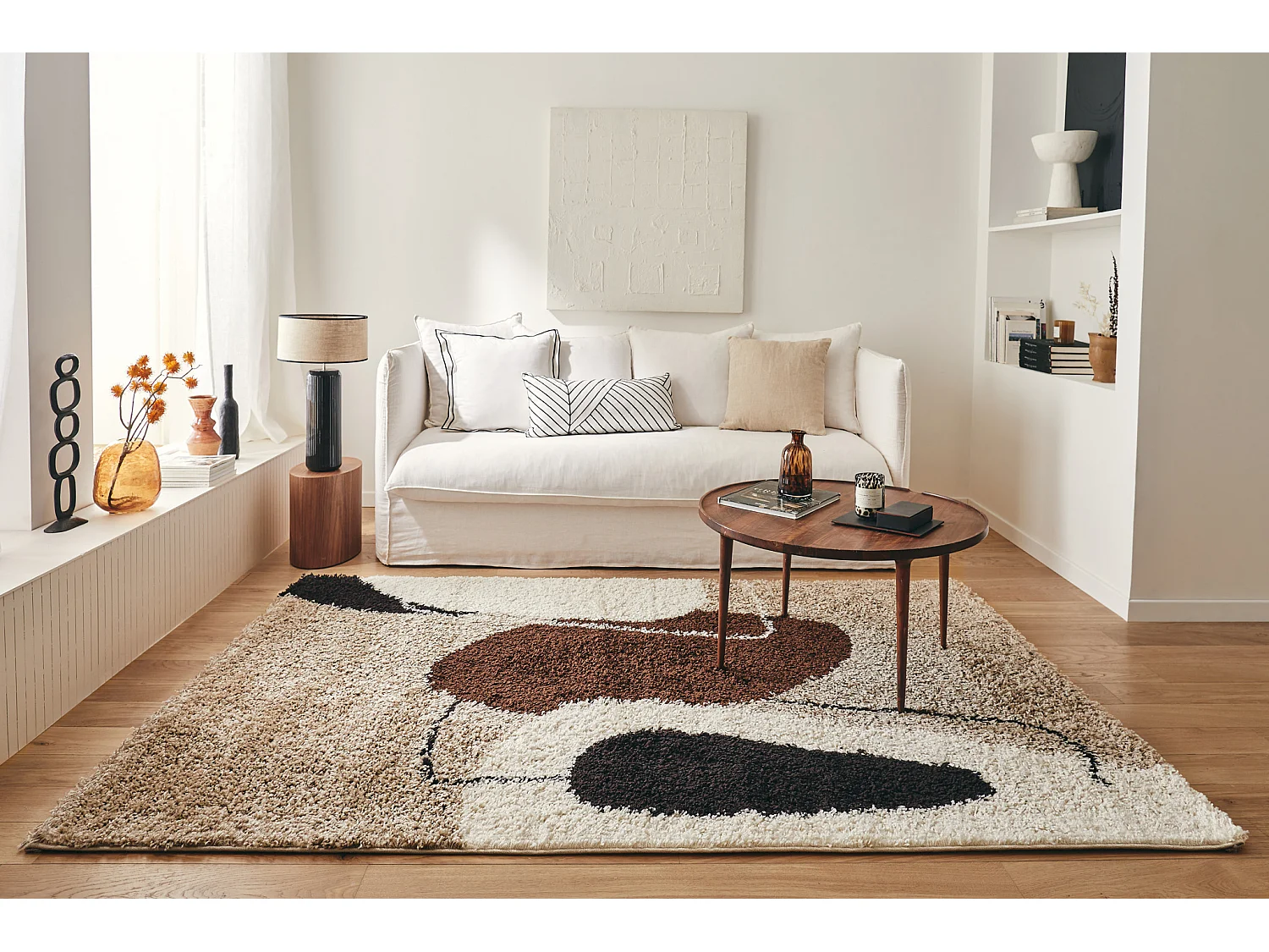 Tapis de salon - motif artistique - marron - Palerme - 160x230