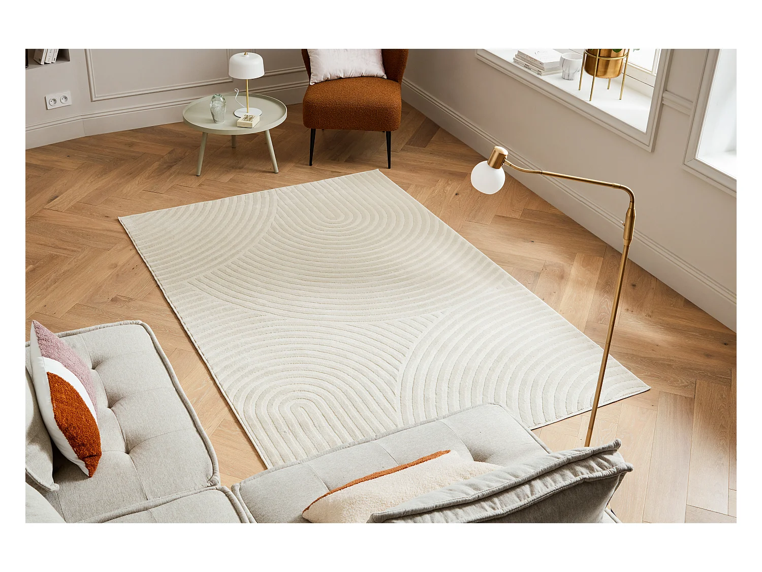 Tapis de salon - arc en ciel - crème - Bloom - 200x280