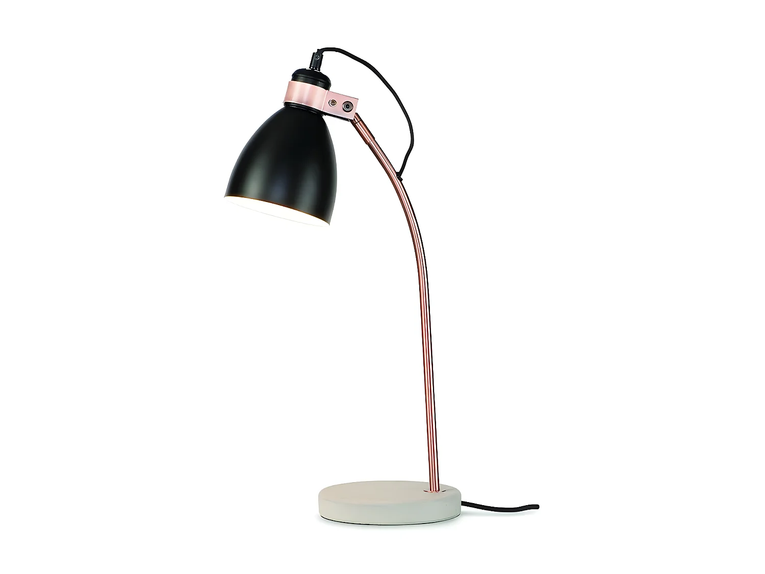 Tafellamp van vermessingd metaal met zwarte lampenkap