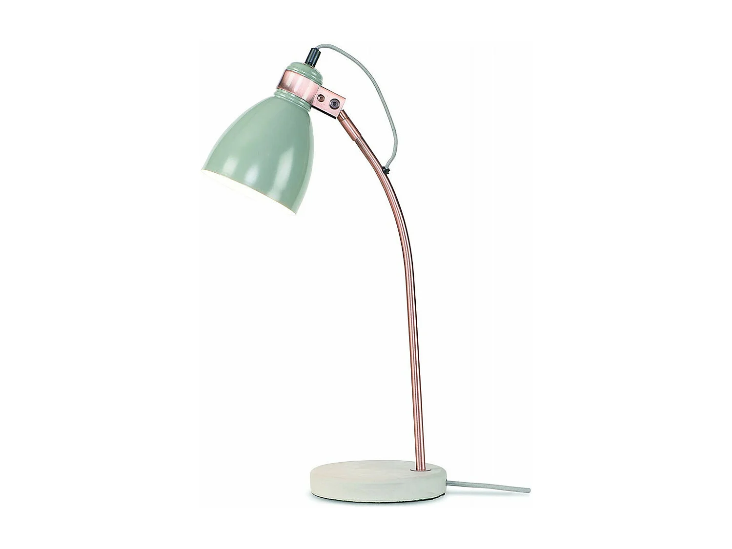 Tafellamp van vermessingd metaal met lichtgroene lampenkap