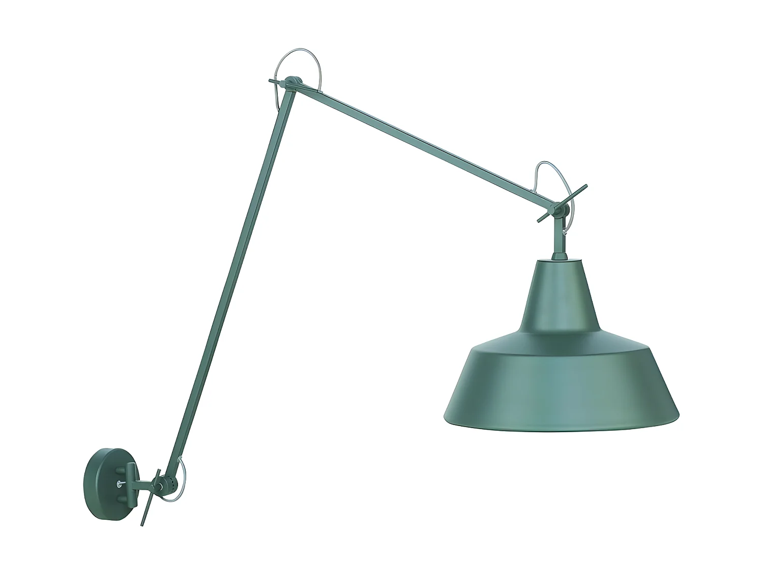 Applique murale en métal vert avec bras articulé