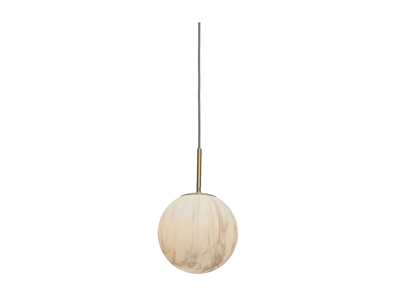Enkele gouden hanglamp met glazen bol met marmereffect
