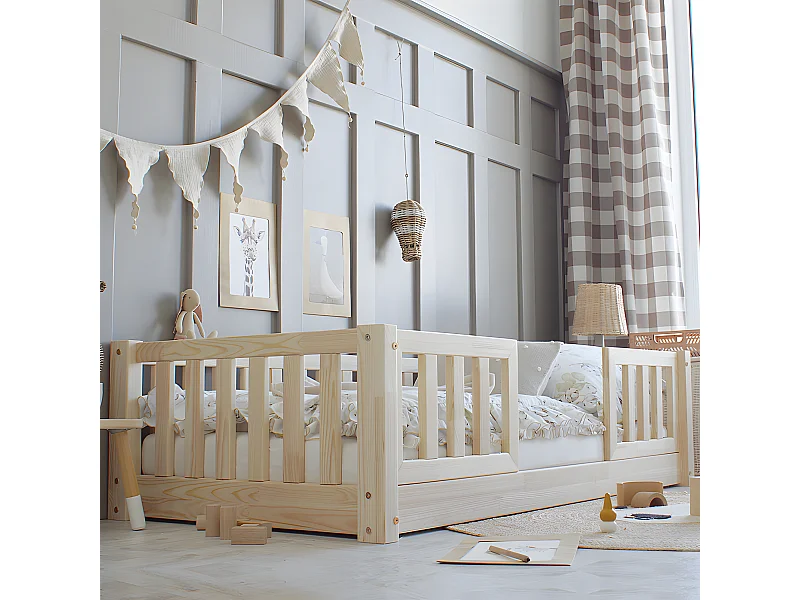 Lit 70x140 barrières et sommier inclus pieds 1 cm Agnès Bois