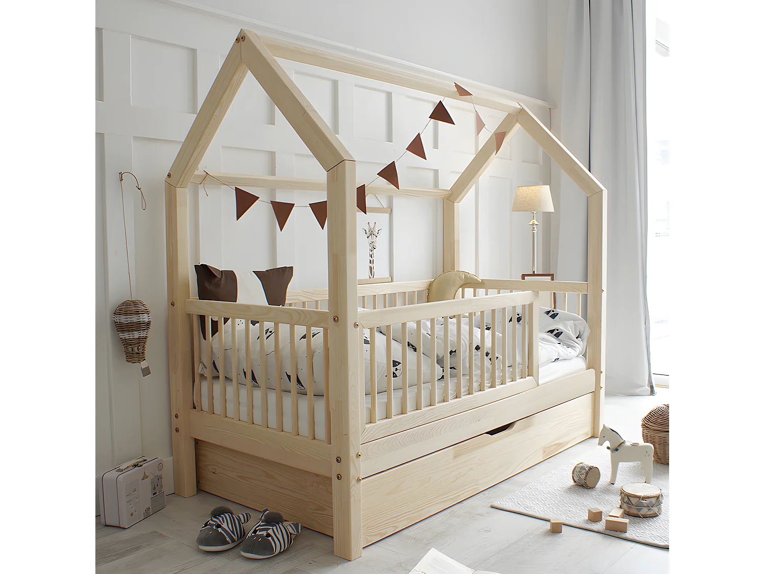 Kajuitbed 90x190 inclusief boxspring en lade Florie Bois