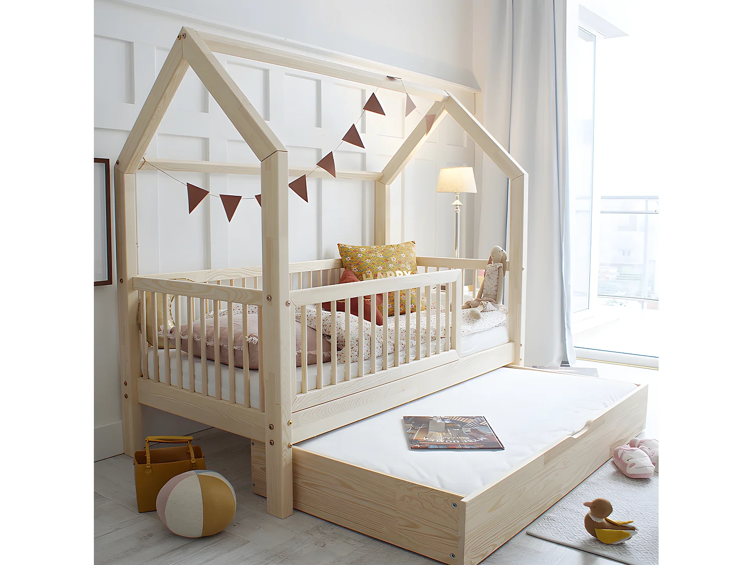 Kajuitbed 90x190 inclusief boxspring en lade Florie Bois