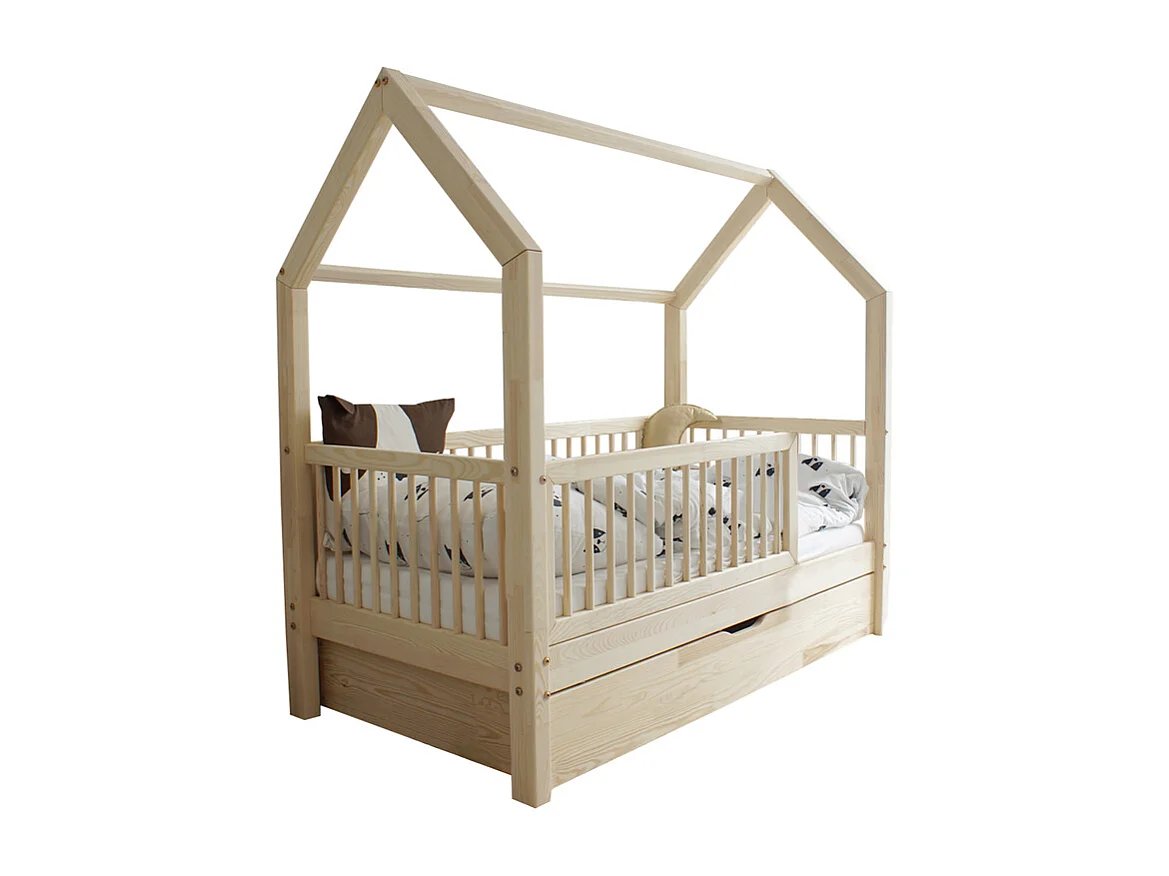 Kajuitbed 90x190 bedhek lattenbodem en lade inclusief Florie Hout