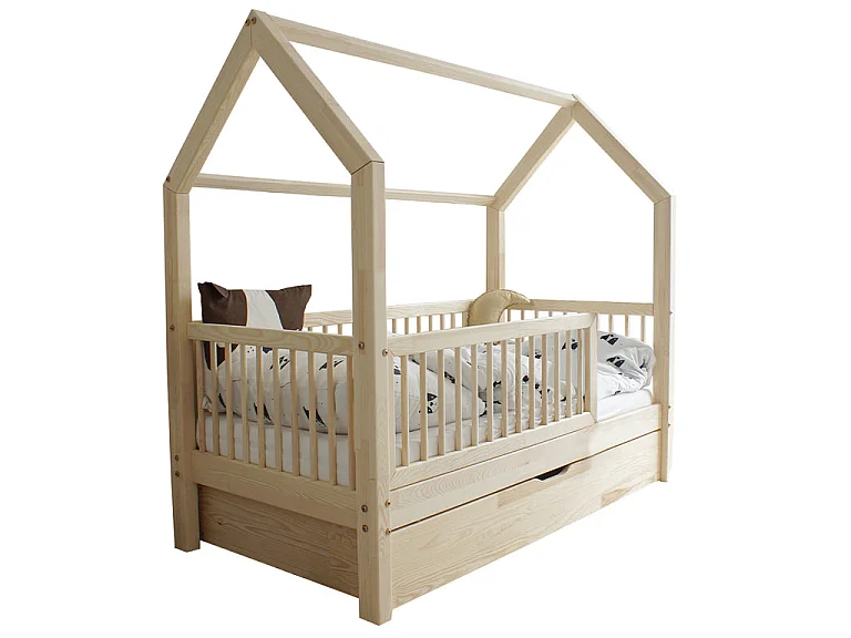 Kajuitbed 90x190 bedhek lattenbodem en lade inclusief Florie Hout