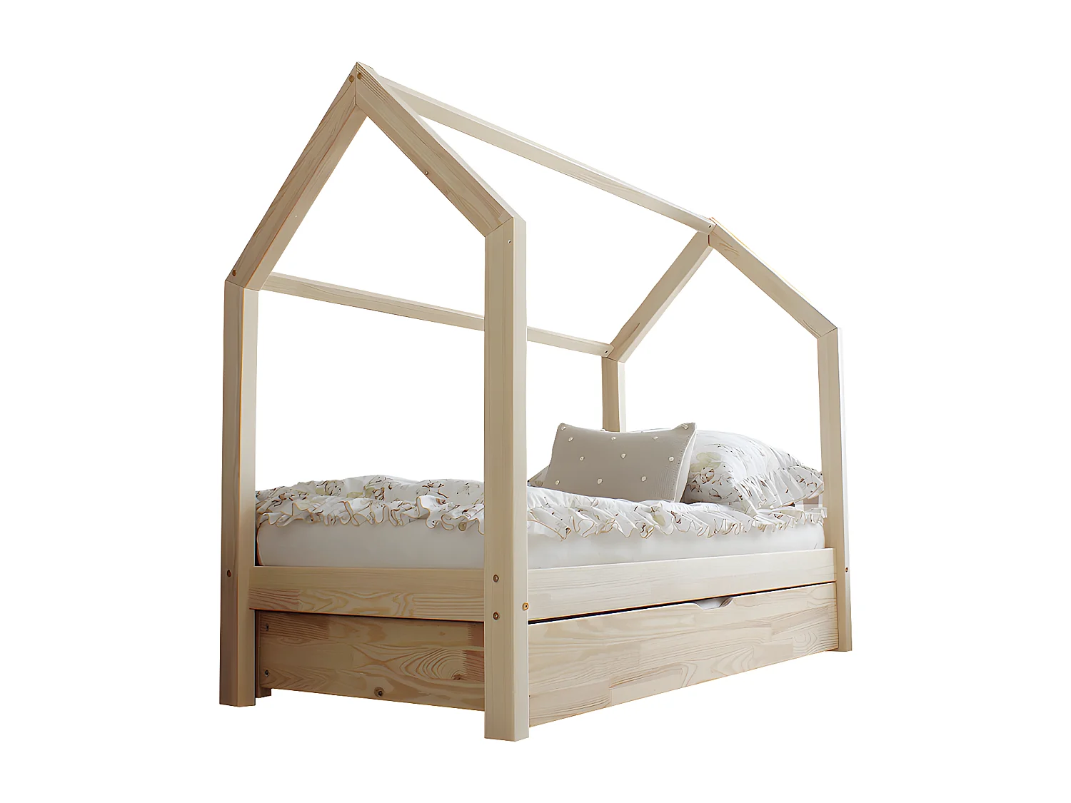 Lit cabane 90x190 sommier et tiroir inclus Rachel Bois