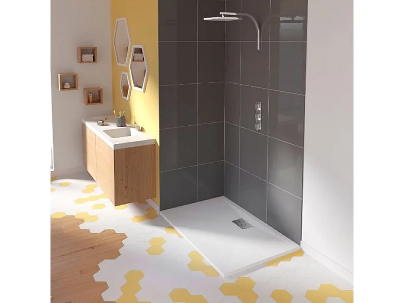Receveur de douche KINEDO Kinesurf biotec rectangle Blanc 150 x 90 x 4 bonde centre longueur