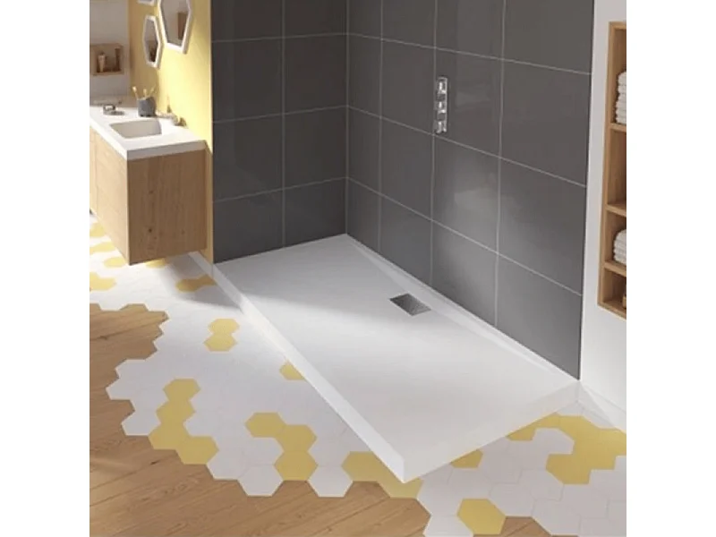 Receveur de douche KINEDO Kinesurf biotec rectangle Blanc 150 x 90 x 4 bonde centre longueur