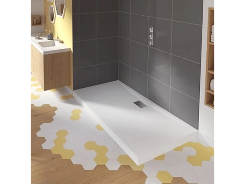 Receveur de douche KINEDO Kinesurf biotec rectangle Blanc 150 x 90 x 4 bonde centre longueur