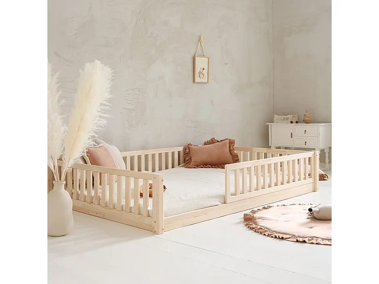 Lit 140x190 barrière et sommier inclus pieds 1 cm Agnès Bois