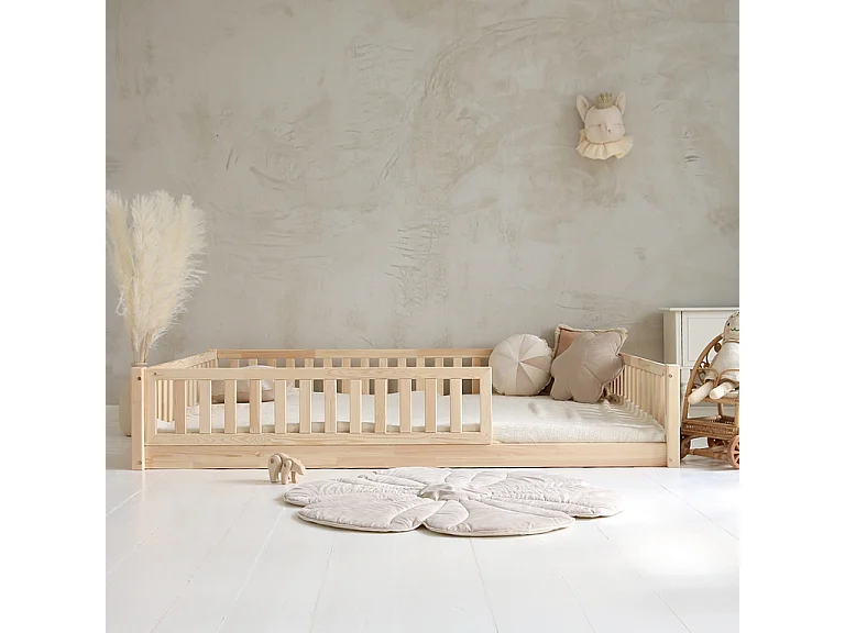 Lit 140x190 barrière et sommier inclus pieds 1 cm Agnès Bois