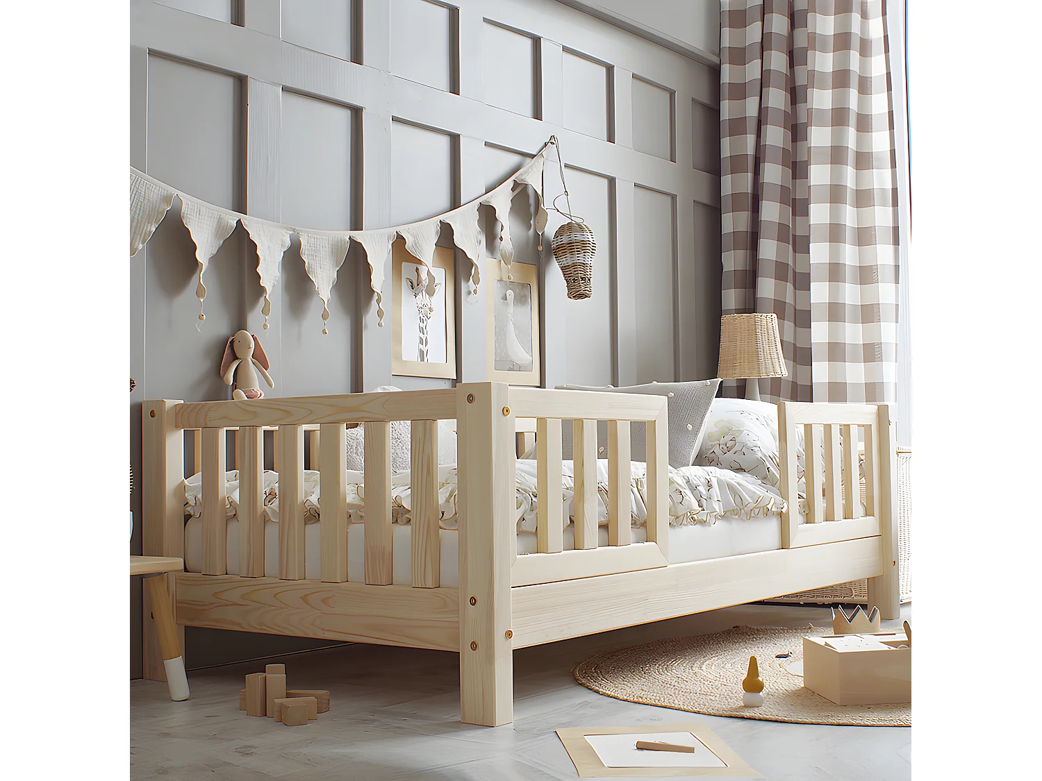 Cama 90x200 com pés de 10 cm Agnès Bois