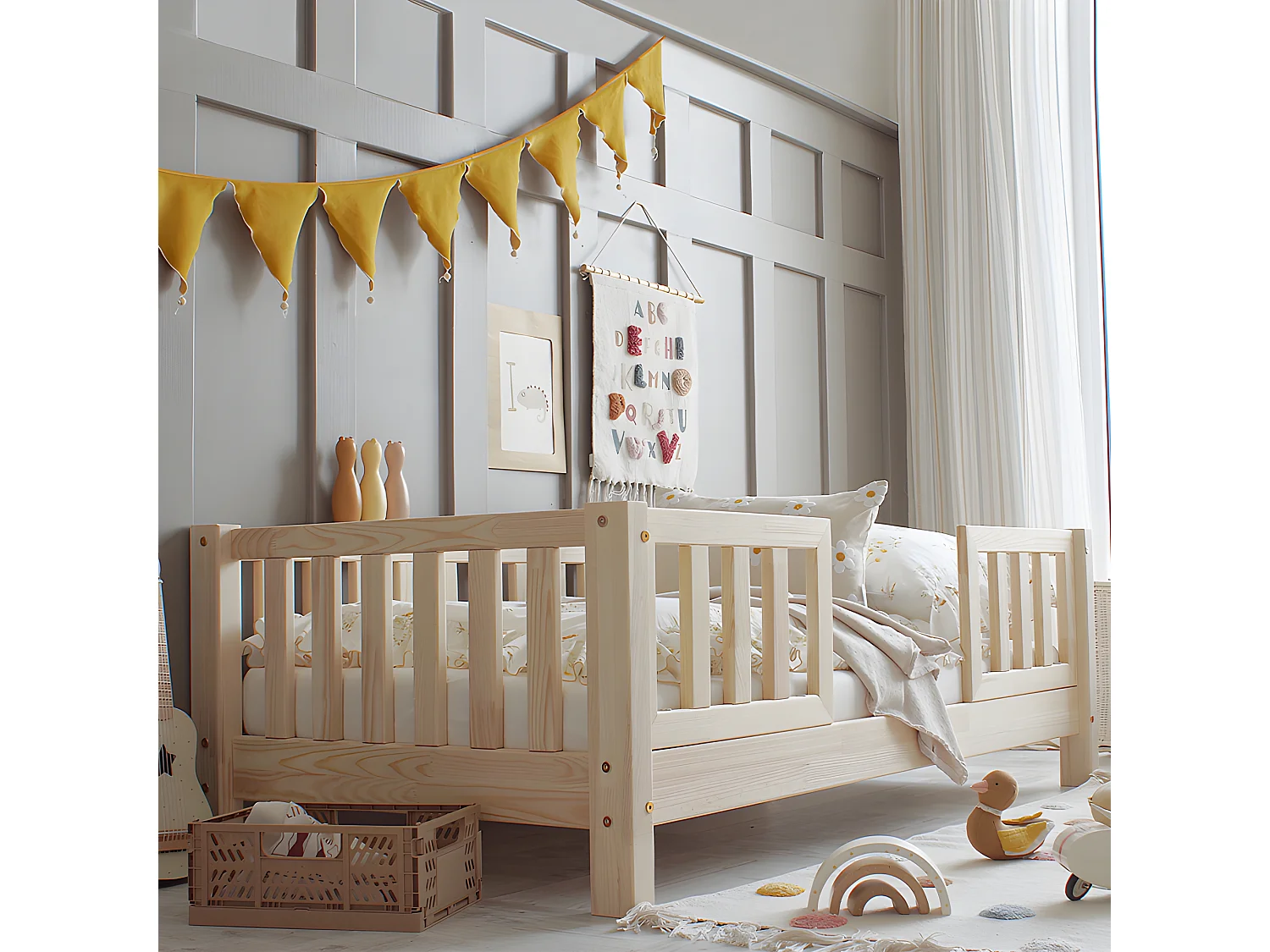 Cama 90x200 com pés de 10 cm Agnès Bois