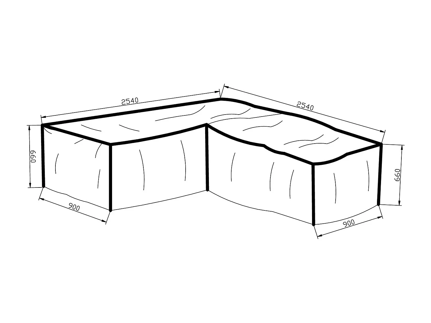 Furnco hoes voor tuinmeubelen L-vormig 254x254x90x66cm grijs.