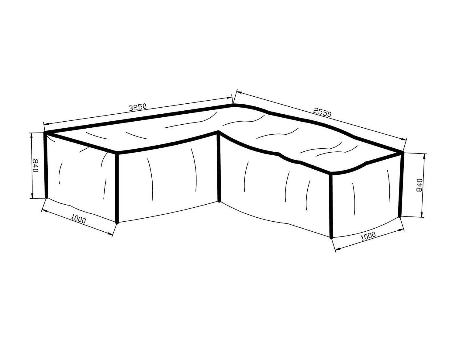 Furnco Couverture pour meubles de jardin format L 325x255x100x84cm, gris.