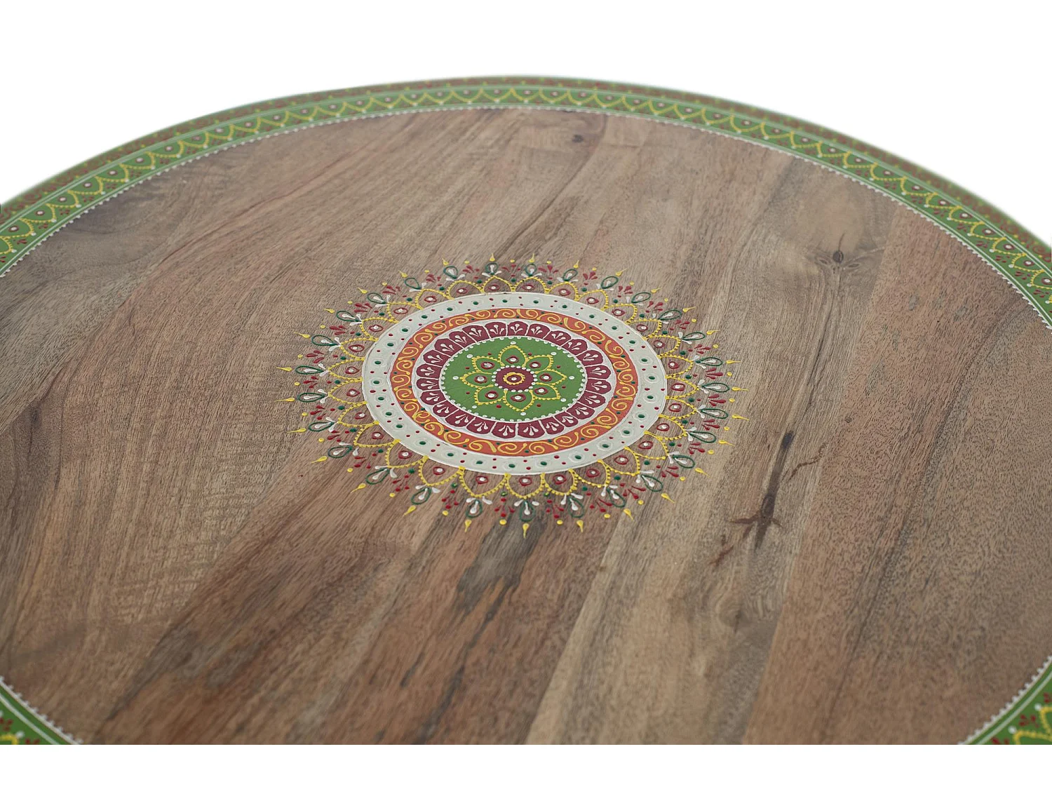 Table à manger ronde en bois manguier peinte à la main