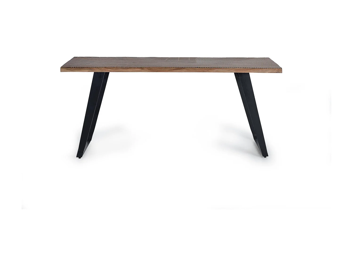 Table à manger en bois d'acacia naturel et pieds en métal