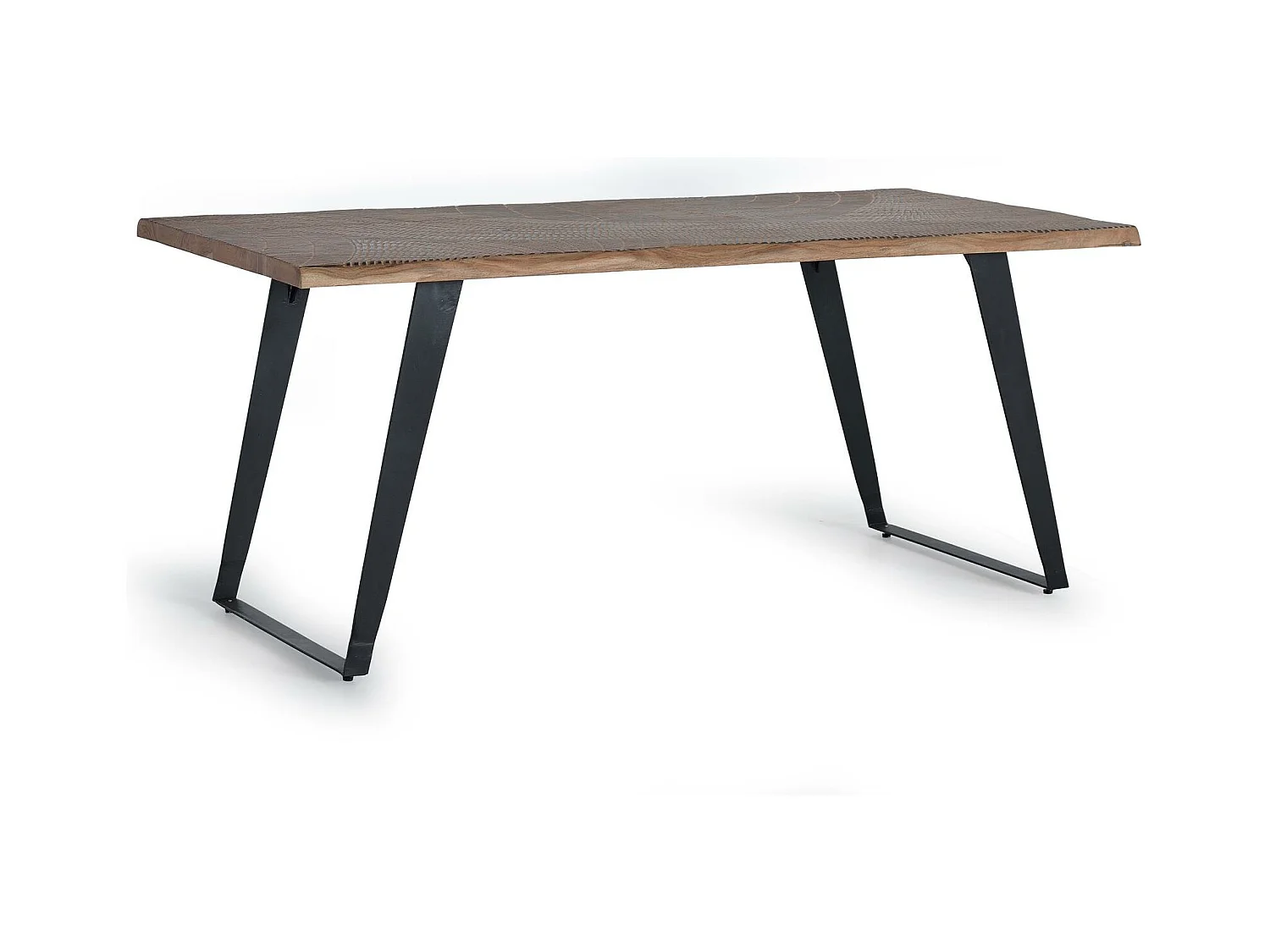 Table à manger en bois d'acacia naturel et pieds en métal