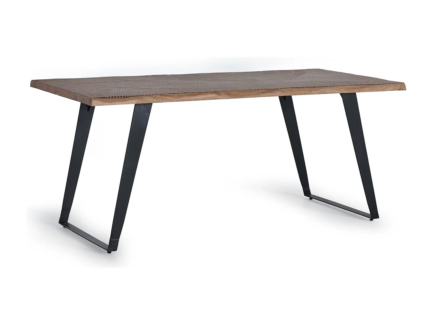 Table à manger en bois d'acacia naturel et pieds en métal