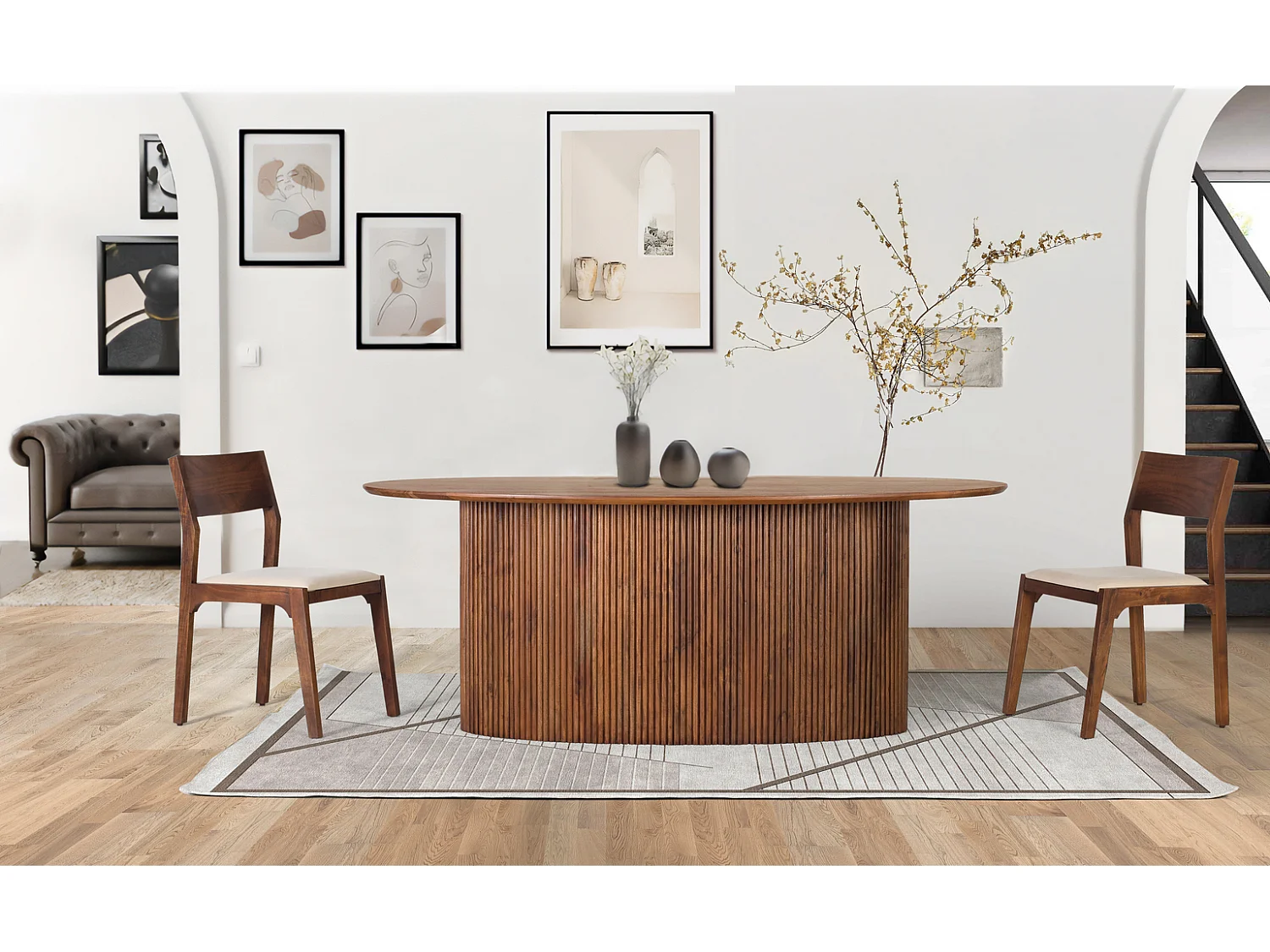 Esstische aus massivem Akazienholz, 200 cm, moderner Landhausstil - 76 x 200 x 110