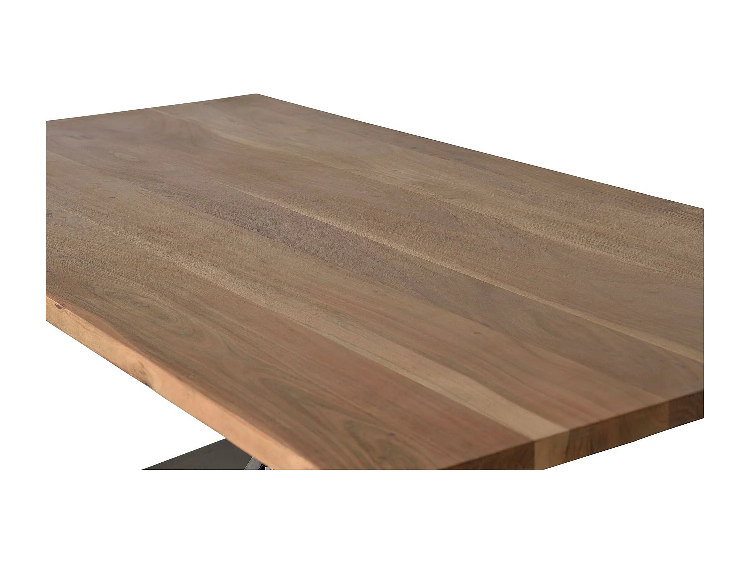 Stół jadalny z naturalnego drewna akacjowego i czarnych metalowych nóg
