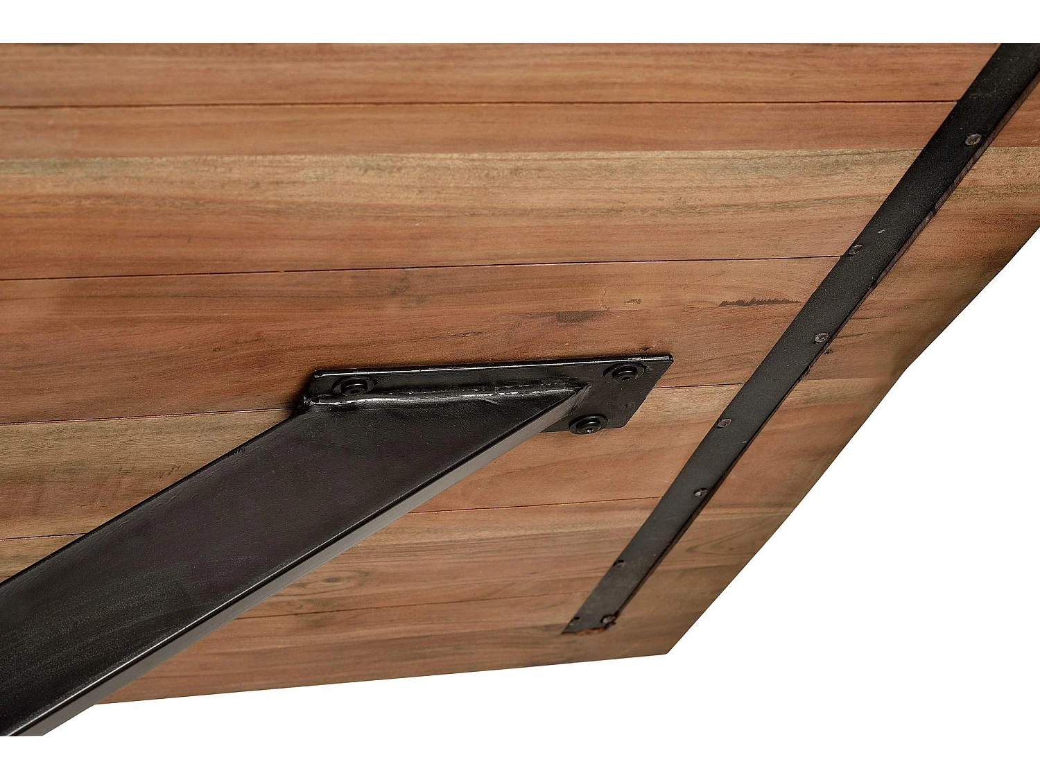 Stół jadalny z naturalnego drewna akacjowego i czarnych metalowych nóg