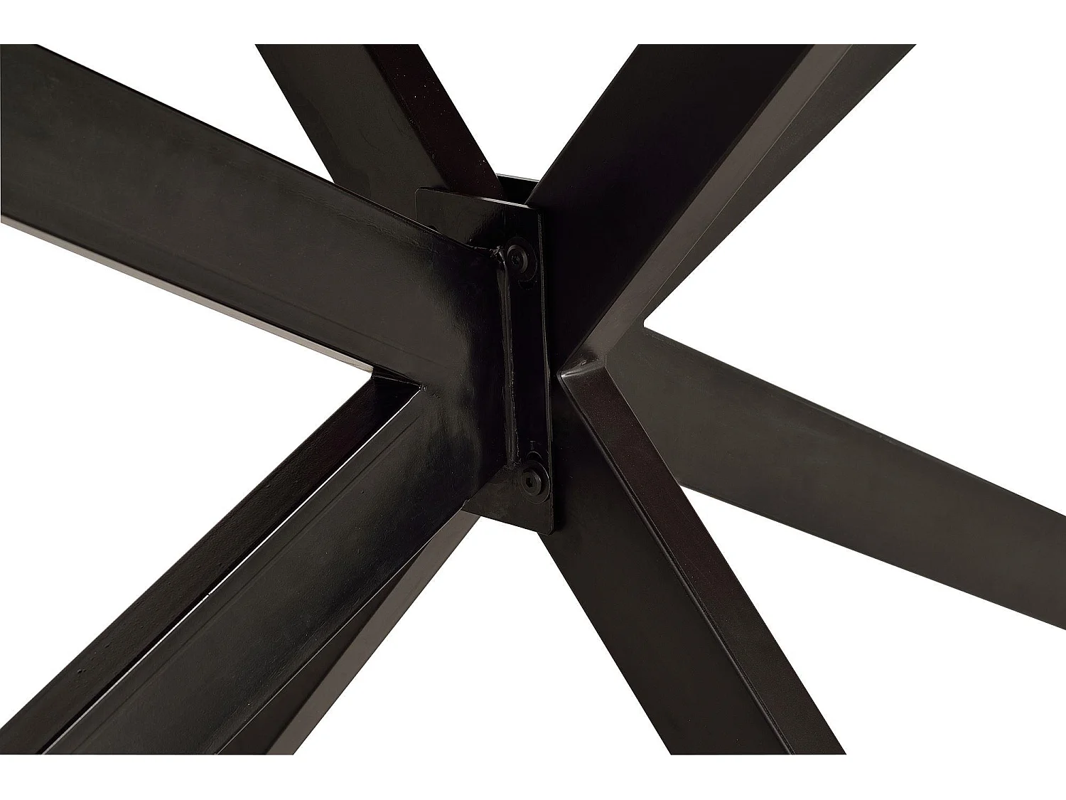 Table à manger en bois d'acacia naturel et pieds en métal noir