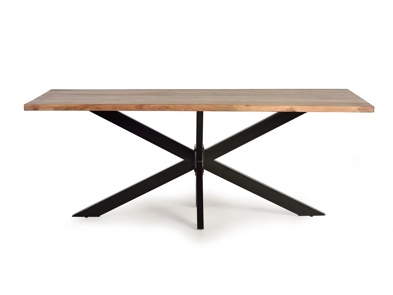 Tables de salle à manger en bois d'acacia 180 cm, style industriel - 76 x 180 x 90