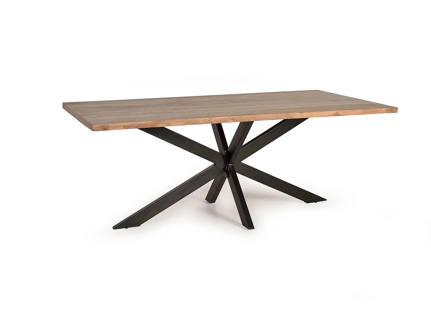Tables de salle à manger en bois d'acacia 180 cm, style industriel - 76 x 180 x 90