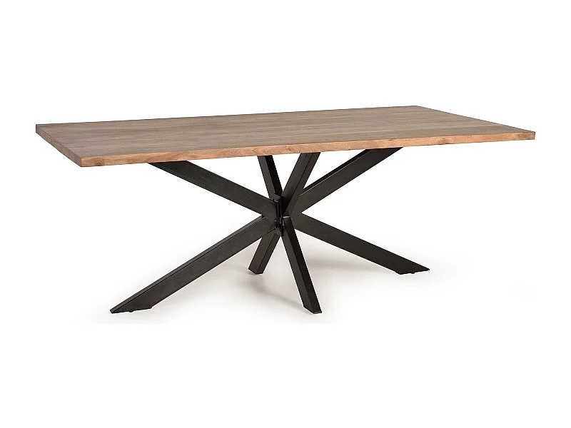 Mesa de comedor en madera acacia natural y patas de metal negro