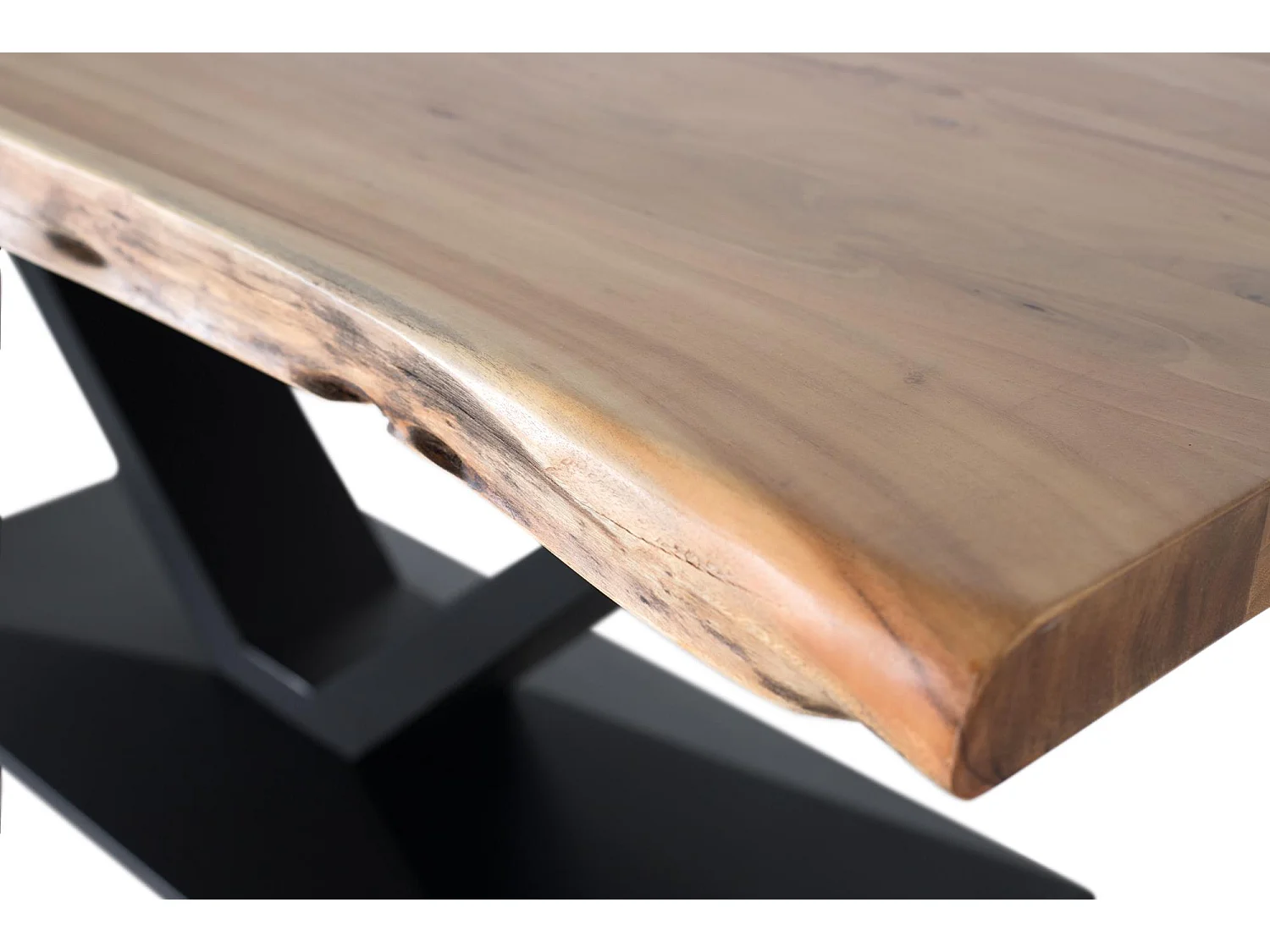 Kribbetafel van acaciahout en metaal